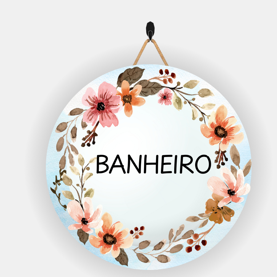 Placa Decorativa redonda de Porta Banheiro, Lavabo, Toalet em Oferta na Shopee