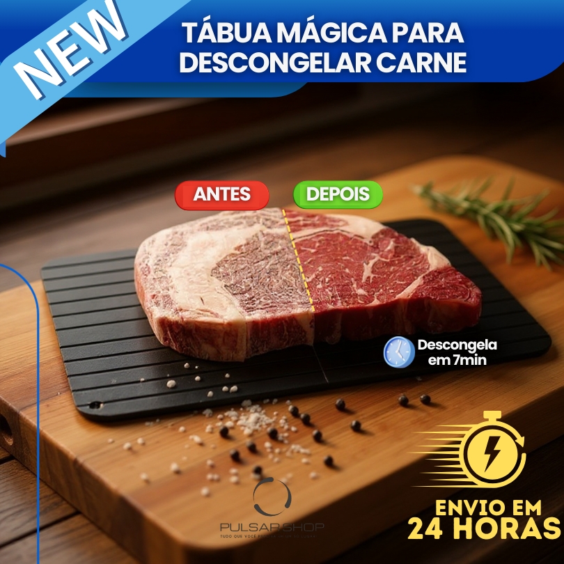 Tabua Magica Descongelar Rápido Carne Alimentos Defrost Express Tech Bandeja Travessa