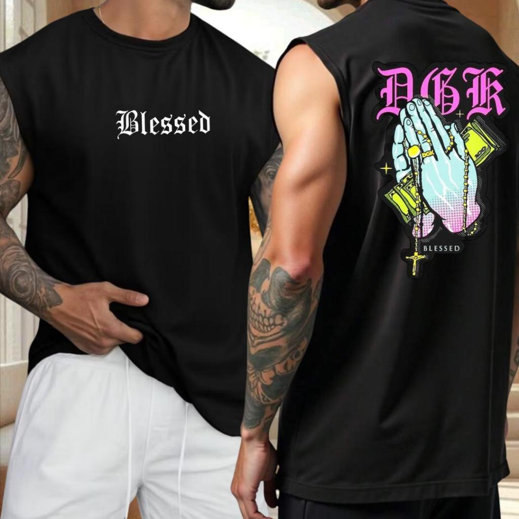 Camiseta Regata Oversized Blessed Mãos Streetwear Camisa Envio Rápido
