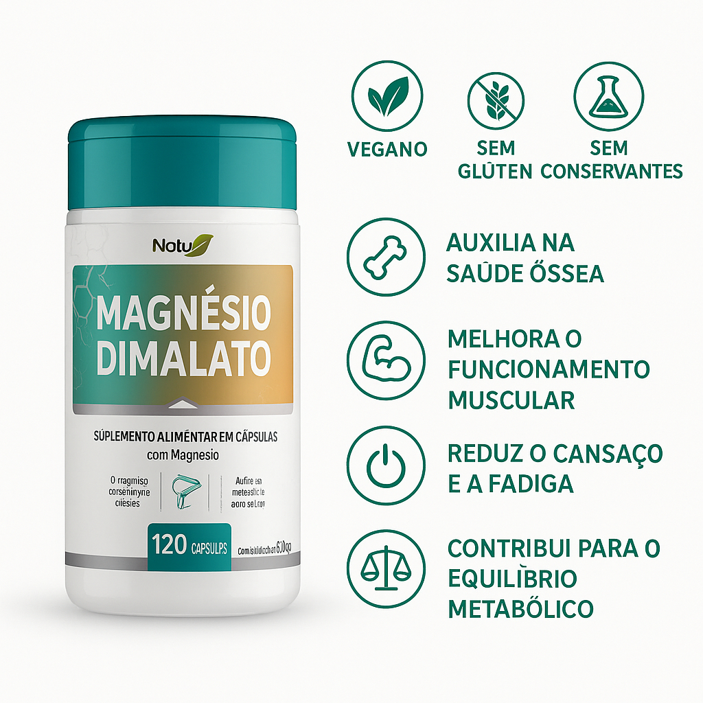 Magnésio Dimalato Dr. Lair Ribeiro Suplemento com 600 mg Com Laudo 120 Cápsulas