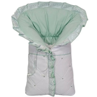 Porta Bebê Saco De Dormir Tecido Pique Branco C/ Verde Claro 100% Algodão