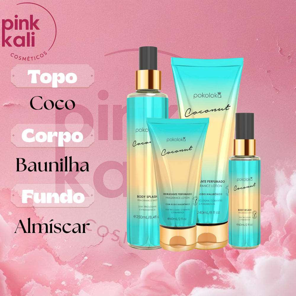 Coconut - POKOLOKA - (BodySplash - Hidratante) CREME CORPORAL PERFUMADO SPRAY PRESENTE VIAGEM