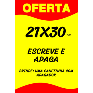 Kit 10 Cartaz Reutilizável de Oferta Promoção A4 21x30 Papel Grosso Laminado + Caneta Apagável em Oferta na Shopee