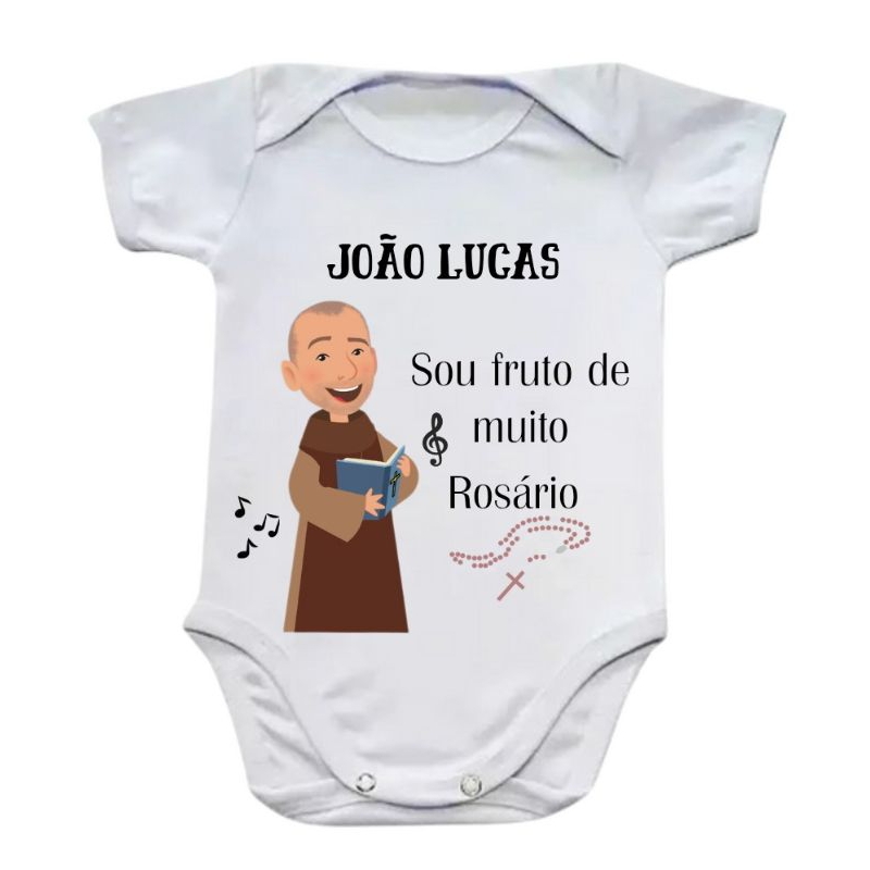 Body bori bebê roupa infantil frei Gilson rosário personalizado em Oferta na Shopee