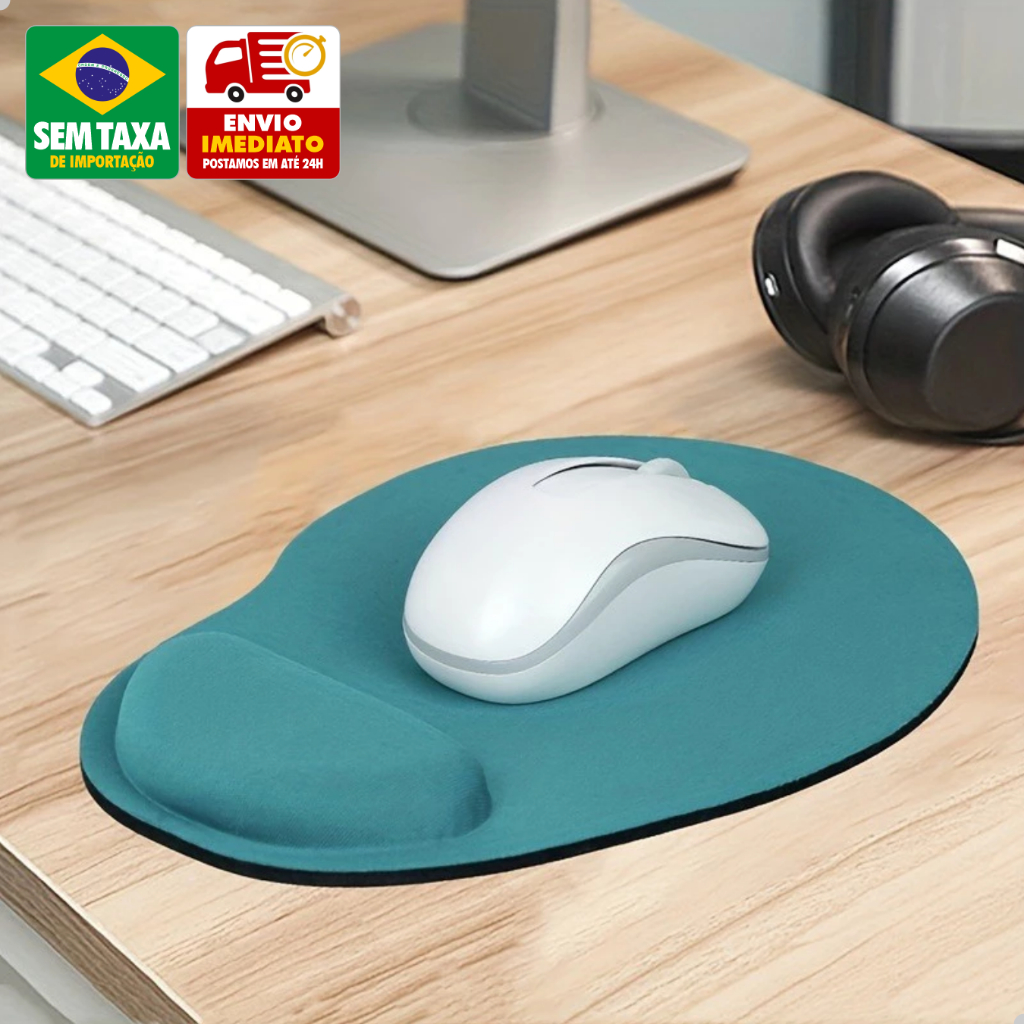 Mousepad Ergonômico Gamer com Apoio de Punho Confortável Base Antiderrapante cores Aleatória