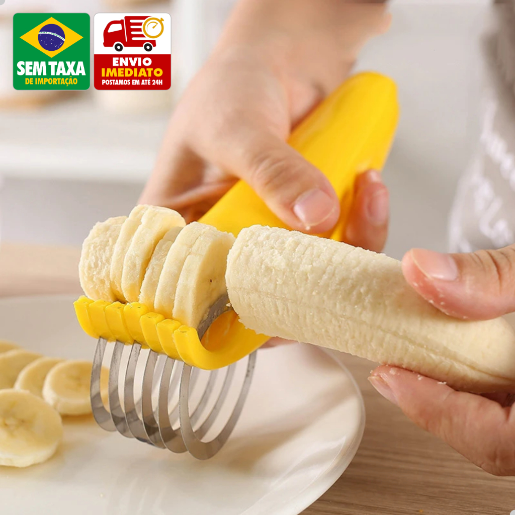 Kit 3 Fatiador Cortador de Banana Pepino Legumes Frutas Multiuso Prático Cozinha Amigold em Oferta na Shopee