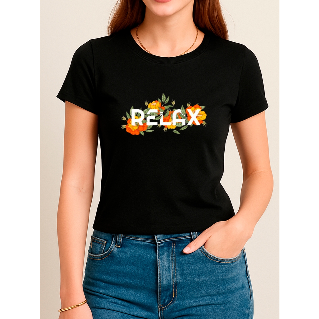 Camiseta Babylook Feminina Estampada 100% Algodão Relax Frase Flor Florido Flores Moda Tendência