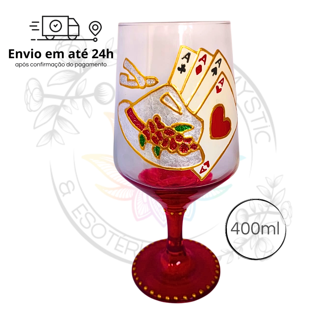 Taça Maria Navalha Chapéu Baralho Malandra 400ml - Umbanda Candomblé Malandragem
