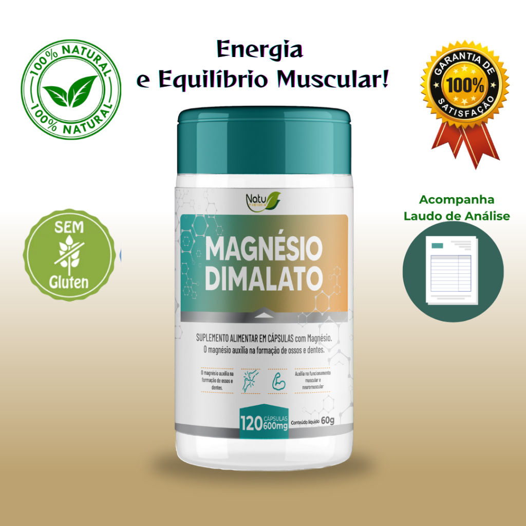 Magnesio Dimalato  Concentrado Máx2/dia Dr. Lair Ribeiro 600mg 120 Cápsulas