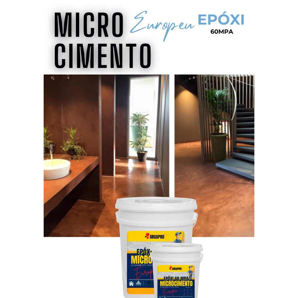 Microcimento europeu epoxi 60mpa parede e pisos acabamento liso 4kg (ferrugem )