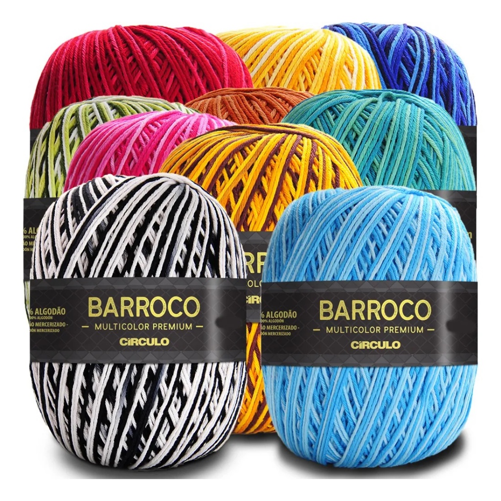 BARBANTE BARROCO MULTICOLOR PREMIUM - TODAS AS CORES - 200G 226 Metros - Circulo em Oferta na Shopee