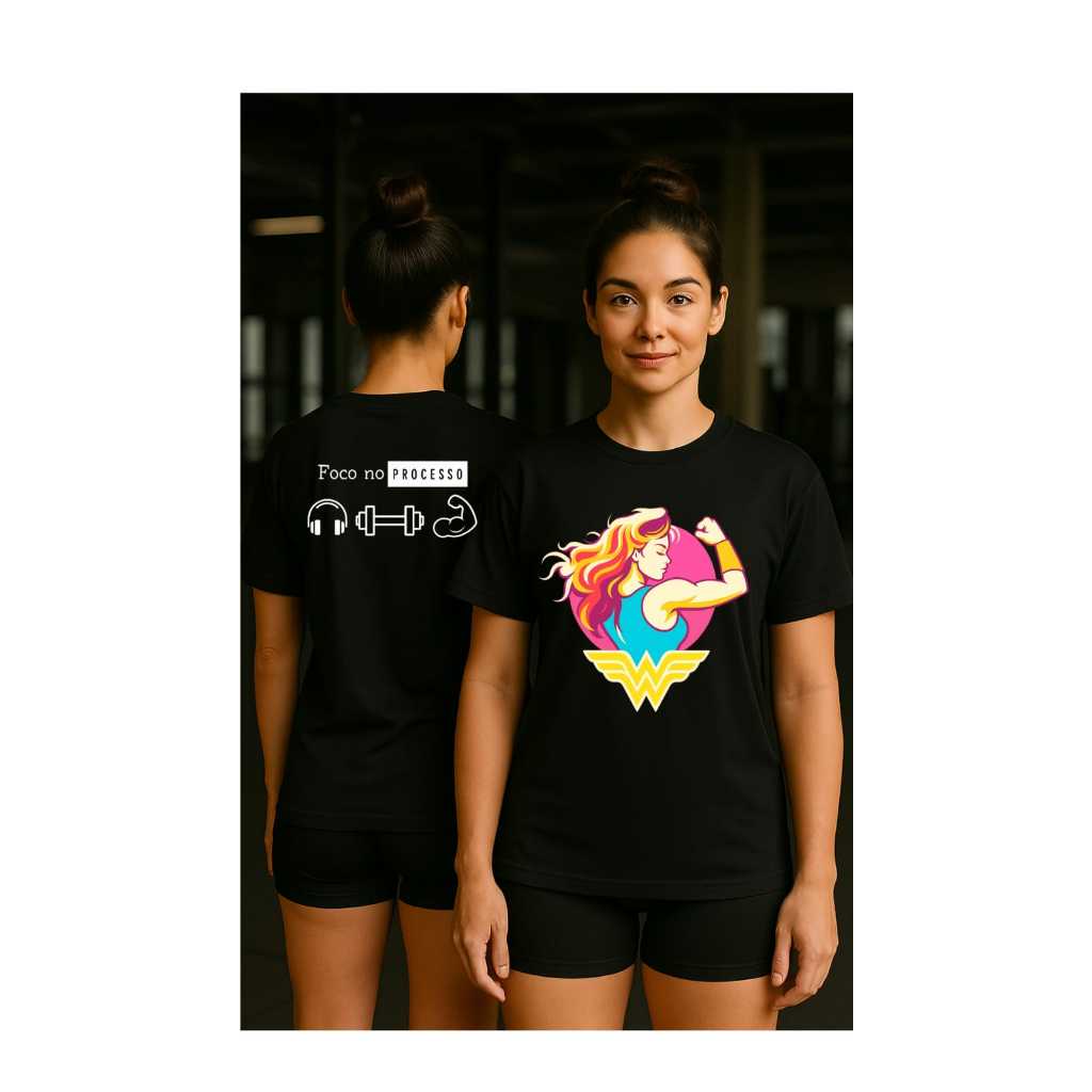 Camiseta Academia Feminina Treino Fitness Oversized Algodão Foco Musculação Estampa Mulher Cardio