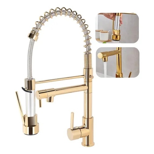 Torneira Pia Cozinha Gourmet Misturador Monocomando Saída Dupla Dourado Yesop em Oferta na Shopee