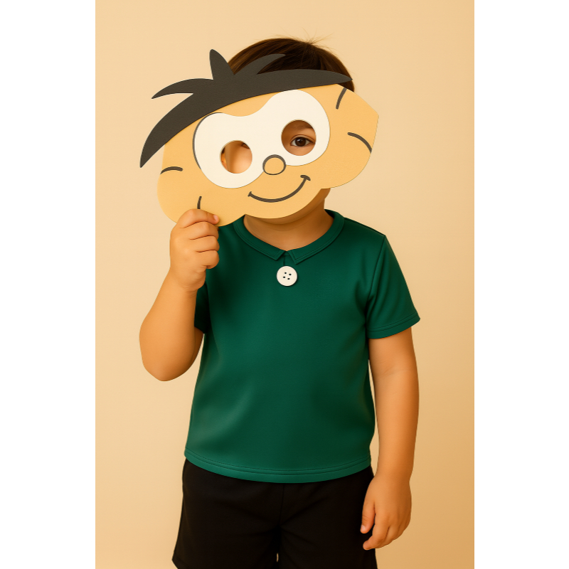 FANTASIA INFANTIL CEBOLINHA - TURMA DA MONICA COM MÁSCARA DE EVA PARA MENINOS PARA AS FESTAS ANIVERSÁRIOS E CARNAVAL em Oferta na Shopee