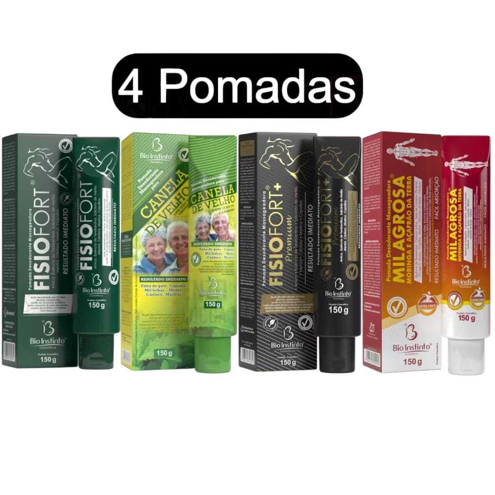 POMADAS MASSAGEADORAS KIT COM ATÉ 4 UNIDADES PARA DORES NO CORPO OU INDIVIDUAIS FISIOFORT
