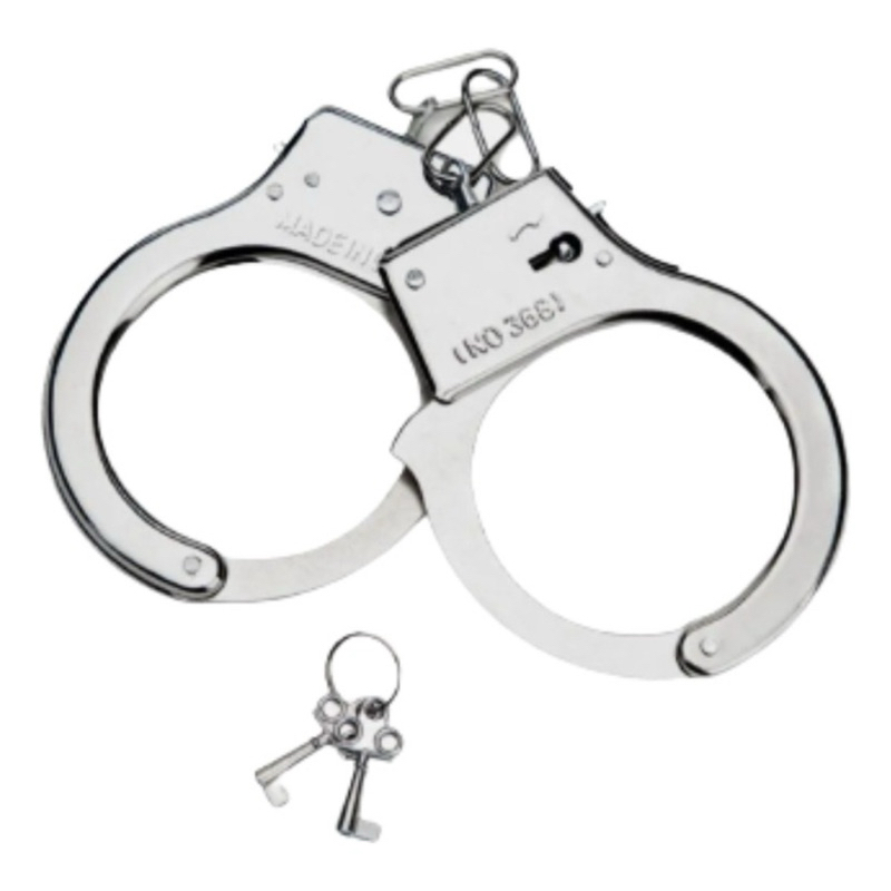 Algema De Metal Cosplay Acessório Fantasia De Policial Cor Prateado