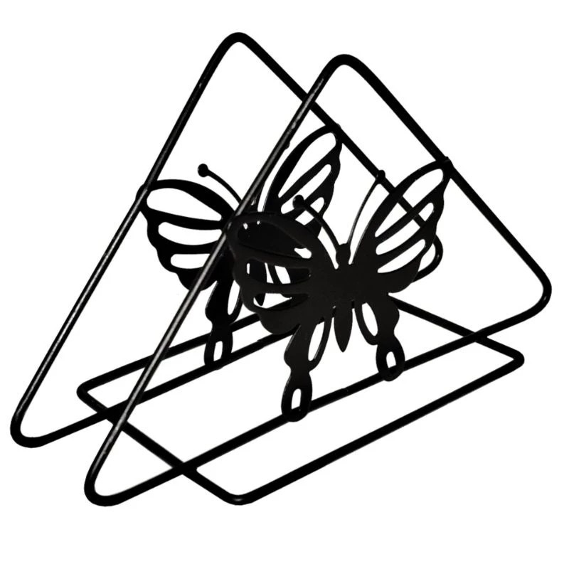 Porta Guardanapo Aramado Black Preto Borboleta-2801