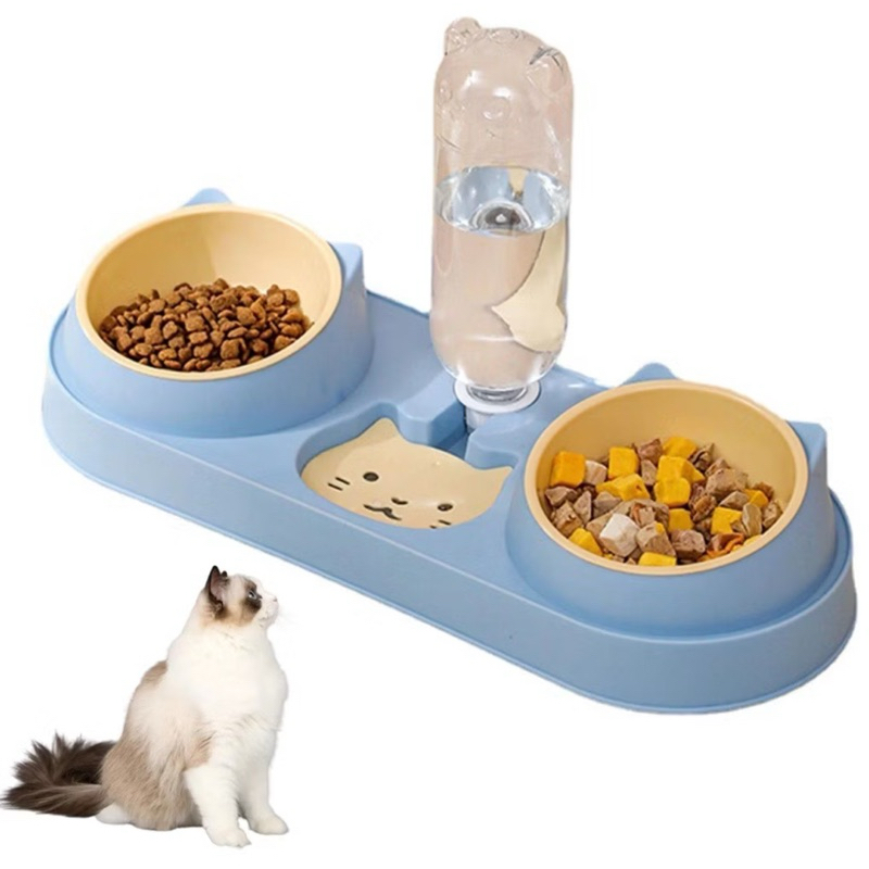 Comedouro e Bebedouro Para Gatos Triplo Com Bebedouro Automatico