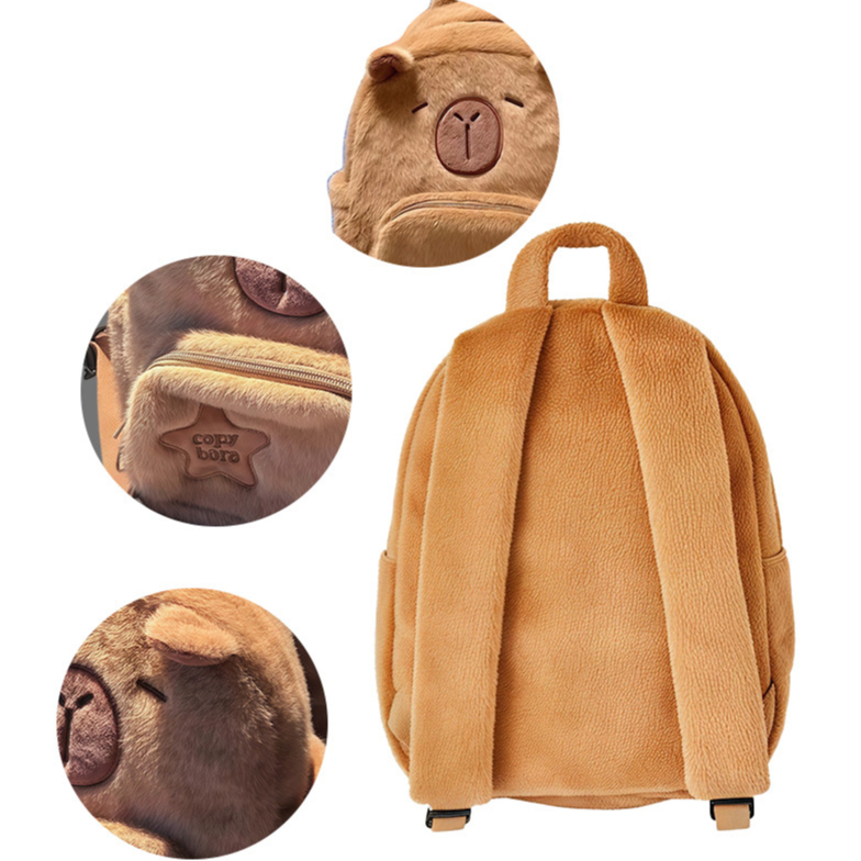 Mochila Infantil Feminina em Pelúcia Capivara Fofa e Aconchegante
