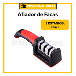 Amolador Afiador De Facas Em Aço Inox Com 3 Afiadores