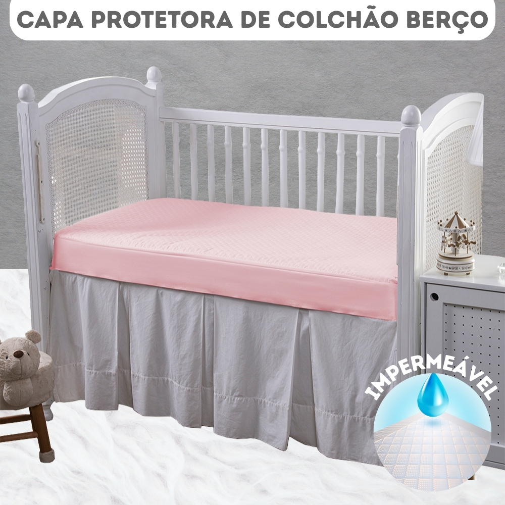 Capa Protetora de Colchão Berço Impermeável Matelado 200 Fios Liso Silensioso