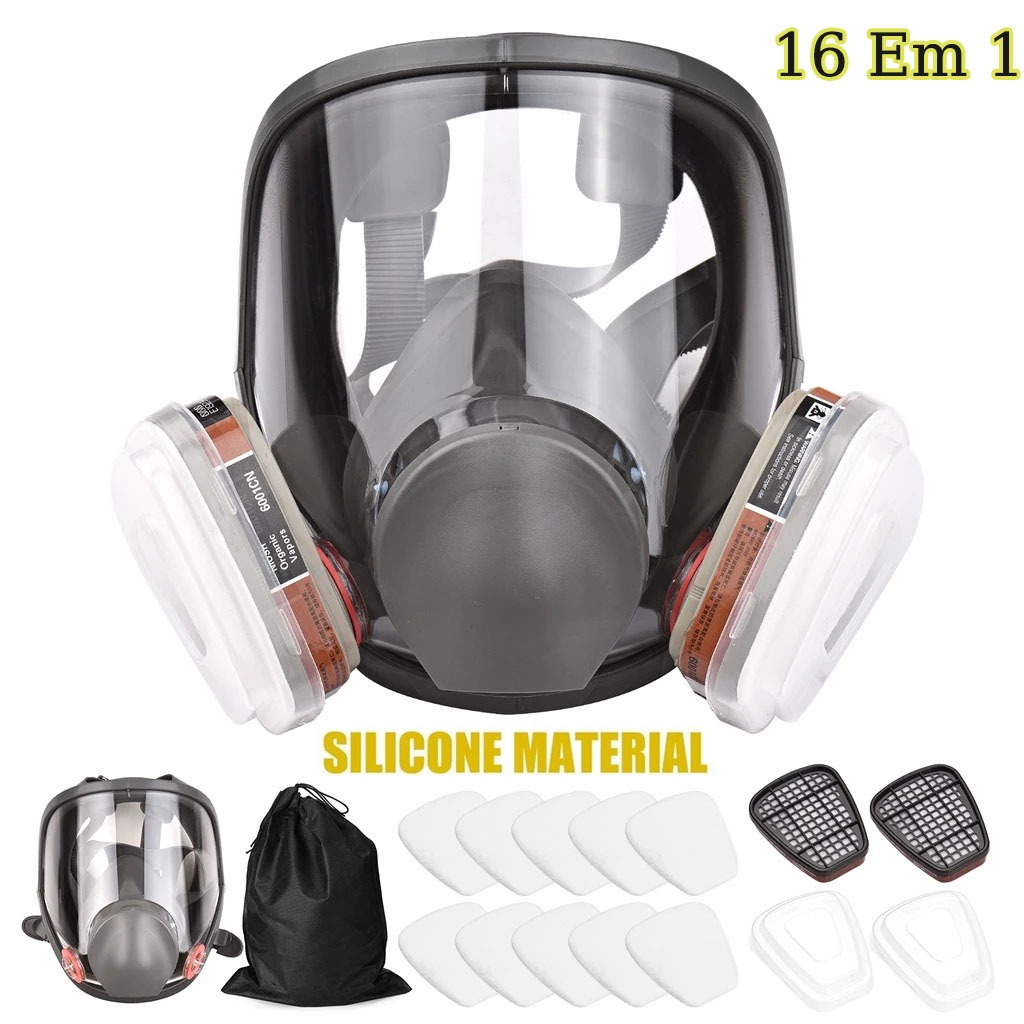 Respirador Facial Reutilizável , Cobertura Completa 16 Em 1 , Tampa De Gás , De Vapor Orgânico , Amplo Campo De Visão em Oferta na Shopee