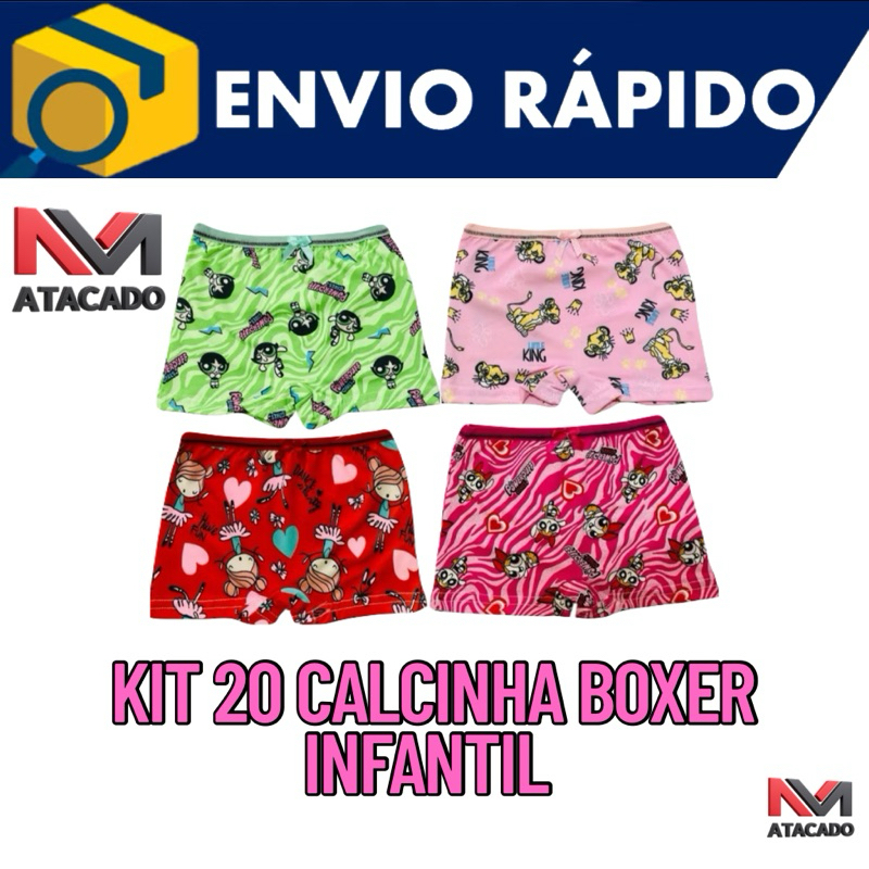 kit 20 calcinha box infantil malha fria confortável e kit com 10 calcinha Box conforto e qualidade