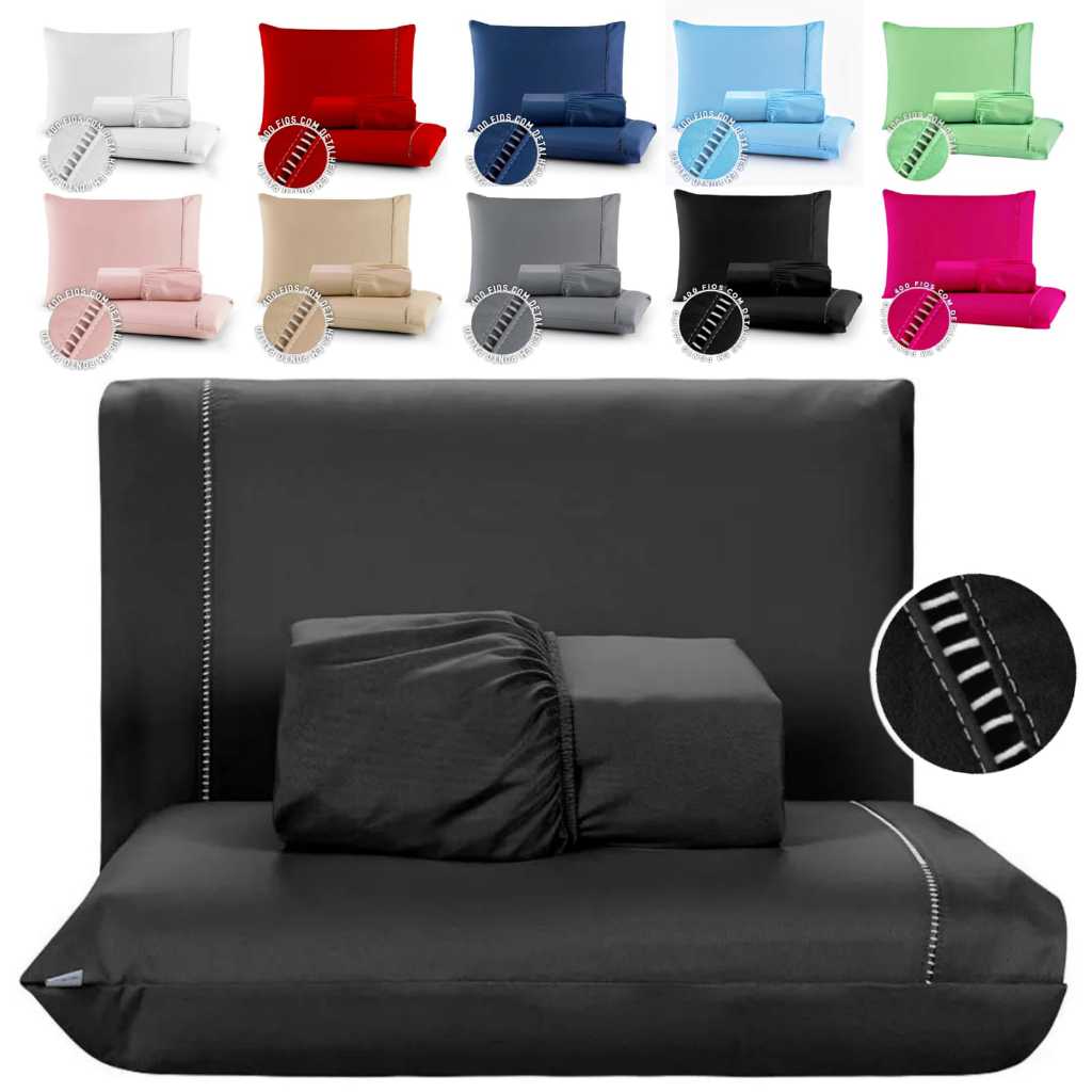 Jogo de Cama Casal 3 Peças 400 Fios Lençol Micropercal Ponto Palito - Opções Solteiro Casal Queen King