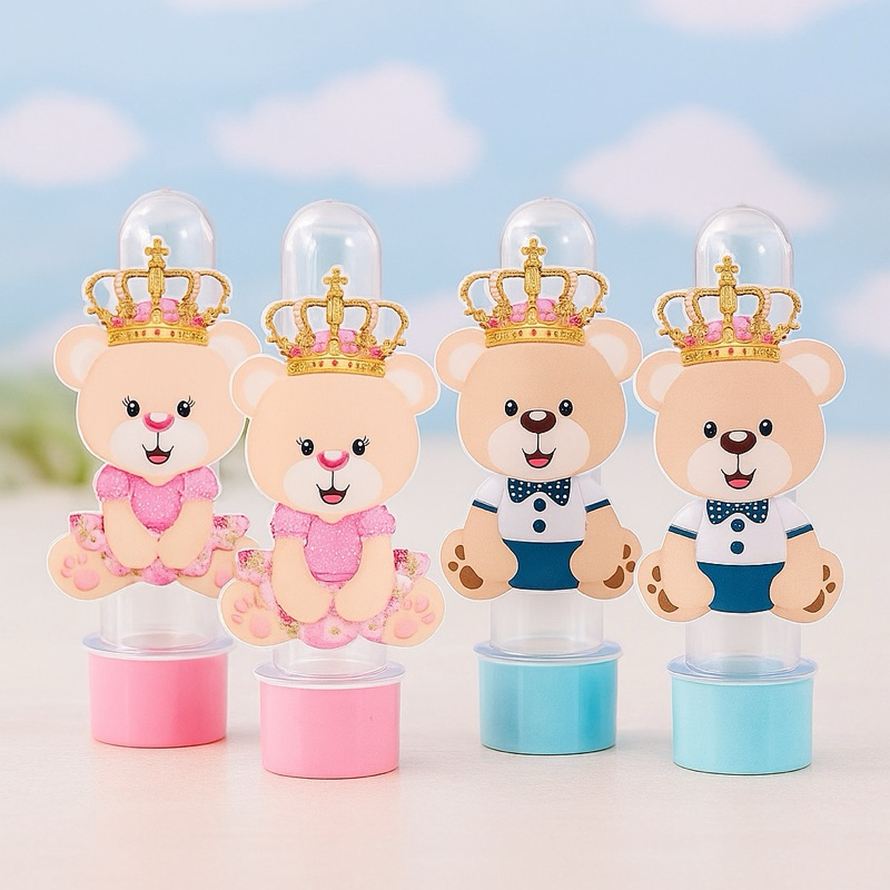 kit 50 apliques 3D personalizado para Tubete de 13cm - chá revelação ursinho cute menino ou menina rosa e azul