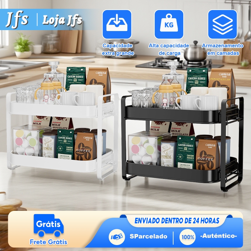 Escorredor de Vidro de Camada Dupla com Bandeja de Drenagem Removível Escorredor de Armazenamento de Cozinha em Oferta na Shopee