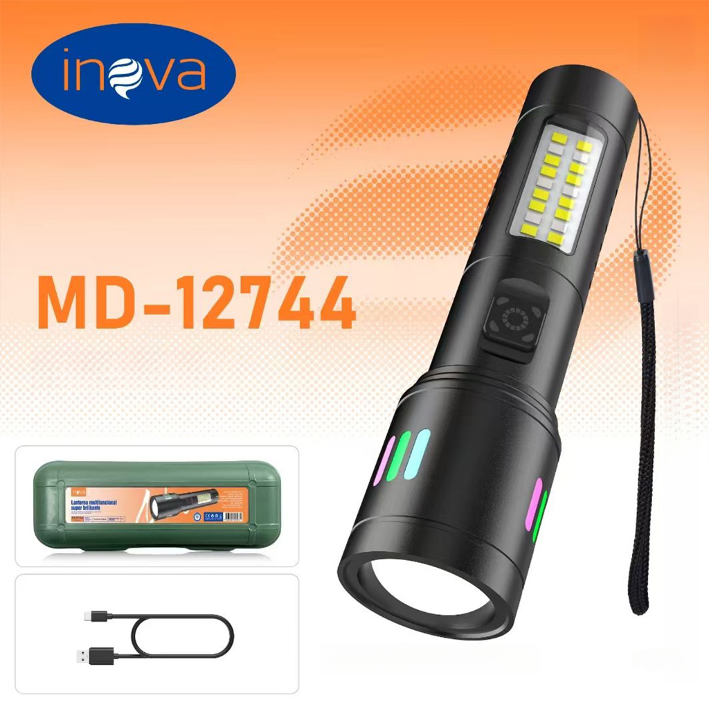 Inova Lanterna Super Potente T9 P50 Tática Mais Forte Do Mundo Potente Sitio Fazenda Acampamento Camping