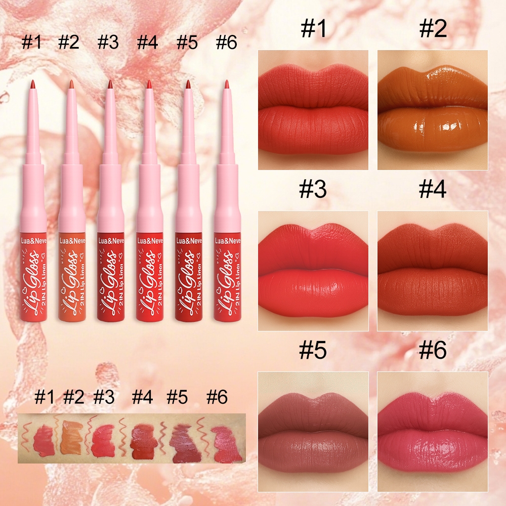 LIP LINER LUA ＆ NEVE（6 CORES - LIP GLOSS 2 EM 1