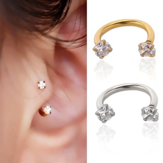 Piercing Boca Ferradura 100% Titânio 2 Zircônias Para Nariz lábio Cartilagem helix Brinco em Oferta na Shopee