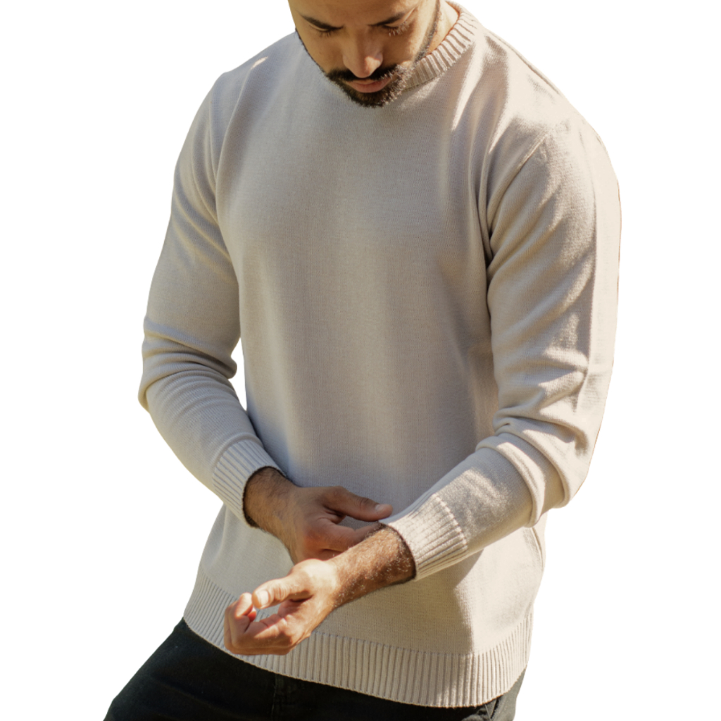 Suéter Tricot Masculino Blusa De Frio Cardigan Lã Trico Gola Redonda Manga Longa em Oferta na Shopee