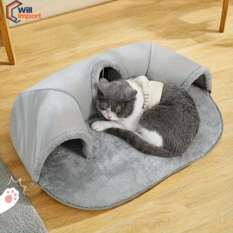 Casa Cão Pequeno Cinza 55x75cm - Almofada Térmica Removível, Lavável para Inverno e Verão