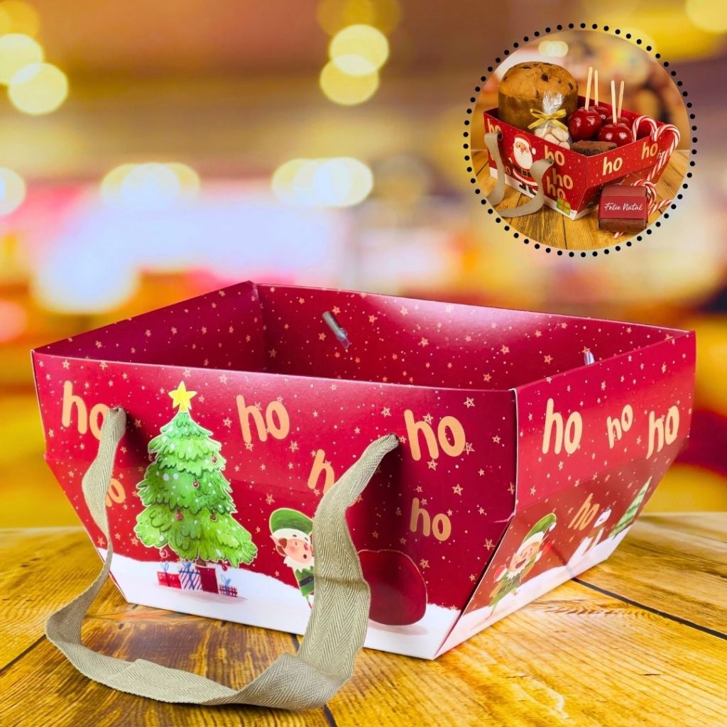 10 CESTA DE NATAL 25X16X12 - CONTO DE NATAL 5633 (NATAL 2025 IDEIA) (CHOCO)