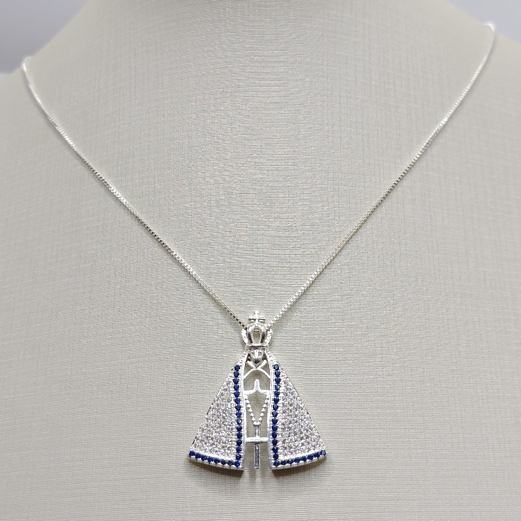 Colar Nossa  Senhora Aparecida - Colar feminino religioso Folheado