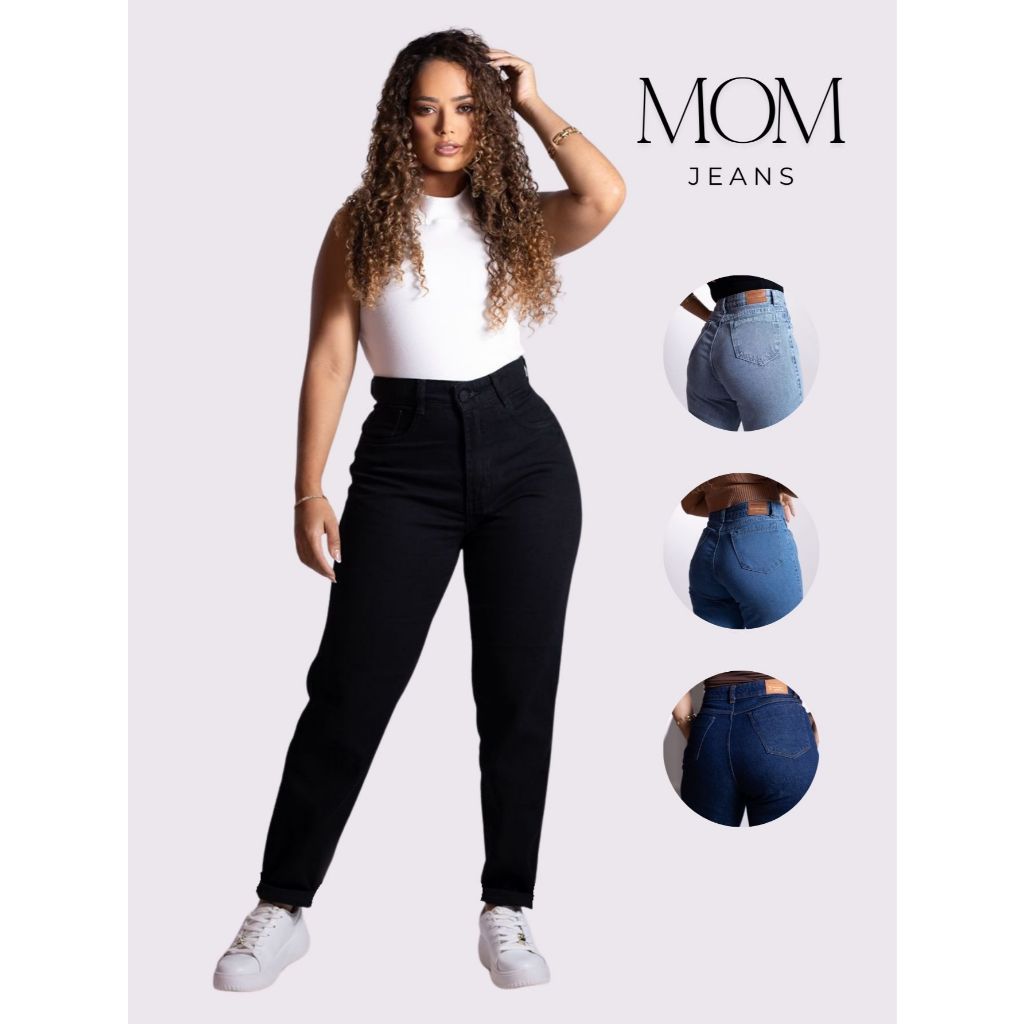Calça Mom Jeans Feminina Premium: Cintura Alta, Confortável, Estilo Vintage, 100% Algodão, Folgada