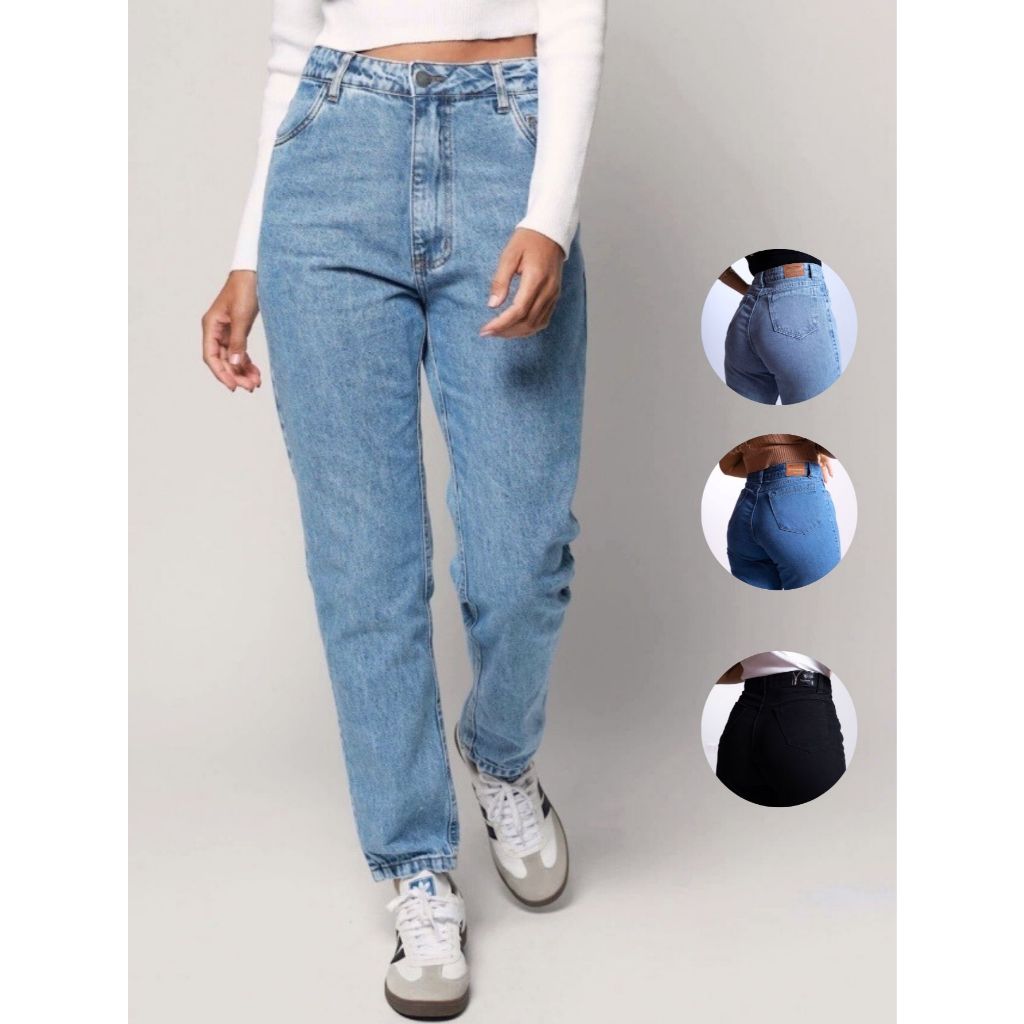 Calça Jeans Feminina Mom Mulher Estilosa Veste Bem Folgada em Oferta na Shopee