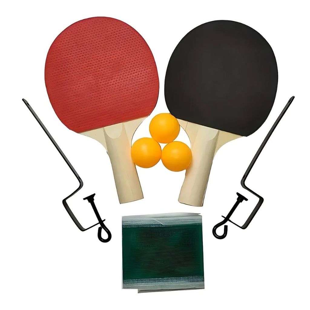 Ping Pong 2 Raquetes e 3 Bolas Rede Suportes Raquete 7mm Bolinhas Completa em Oferta na Shopee