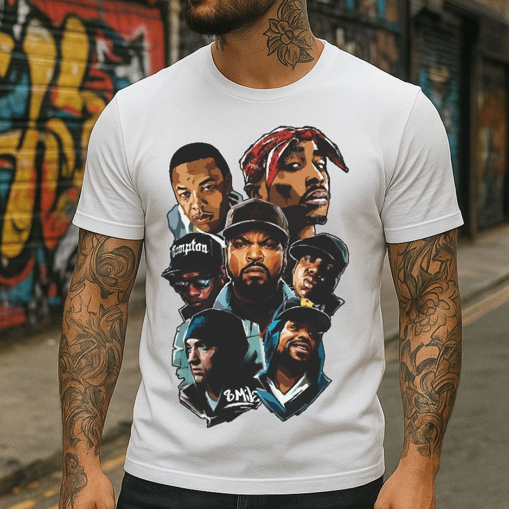 Camisa Camiseta Rappers Hip Hop 2PAc Notorious Big Ice Cube Eminem Blusa 100% Poliéster Unissex