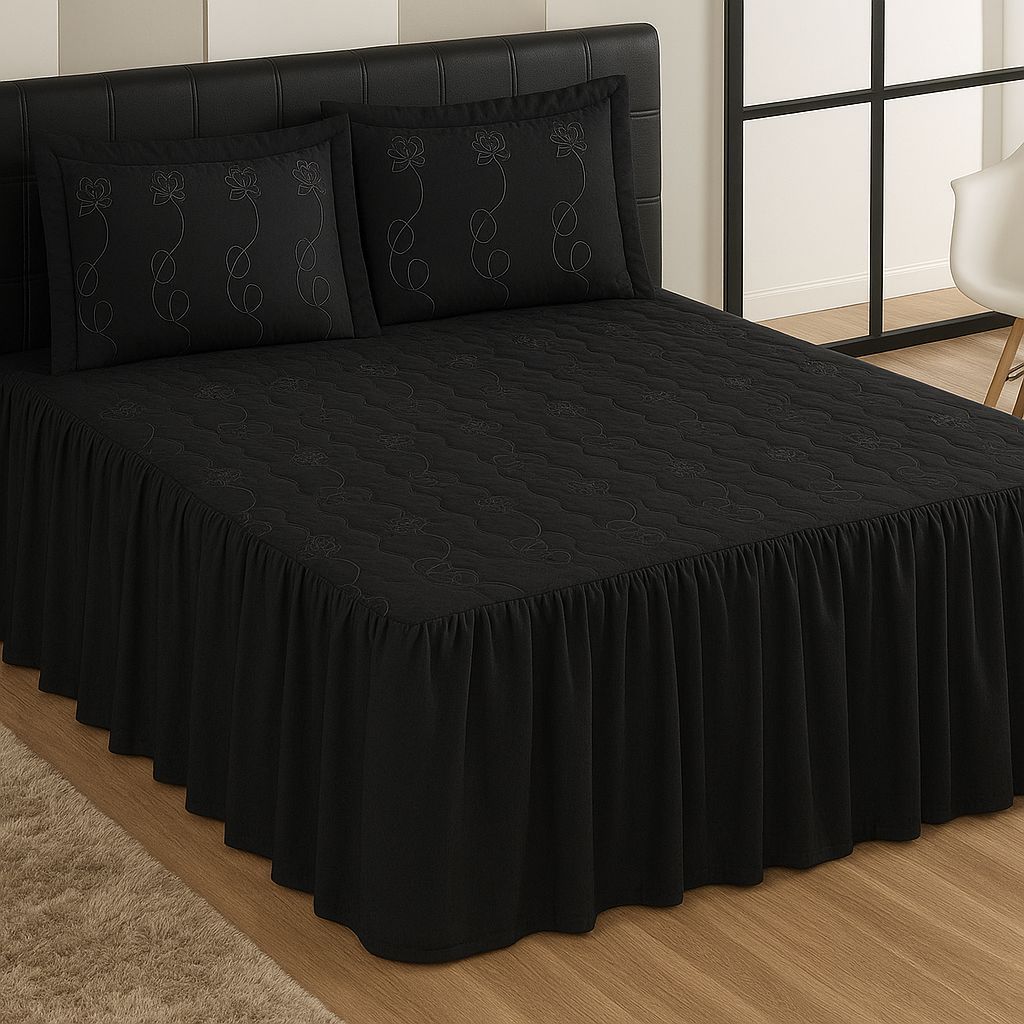 Jogo de cama casal padrão Preto Margadona 3 peças em Oferta na Shopee