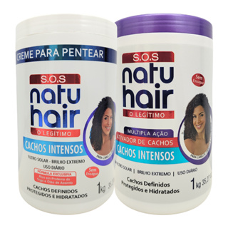 Kit Creme para Pentear Cachos Intensos + Ativador de Cachos [ Cachos Intensos] SOS Natuhair 1kg em Oferta na Shopee