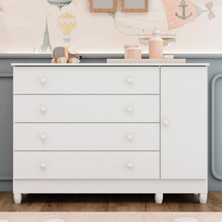 Cômoda 4 Gavetas com Porta Fraldário MDF Taís Carolina Baby em Oferta na Shopee