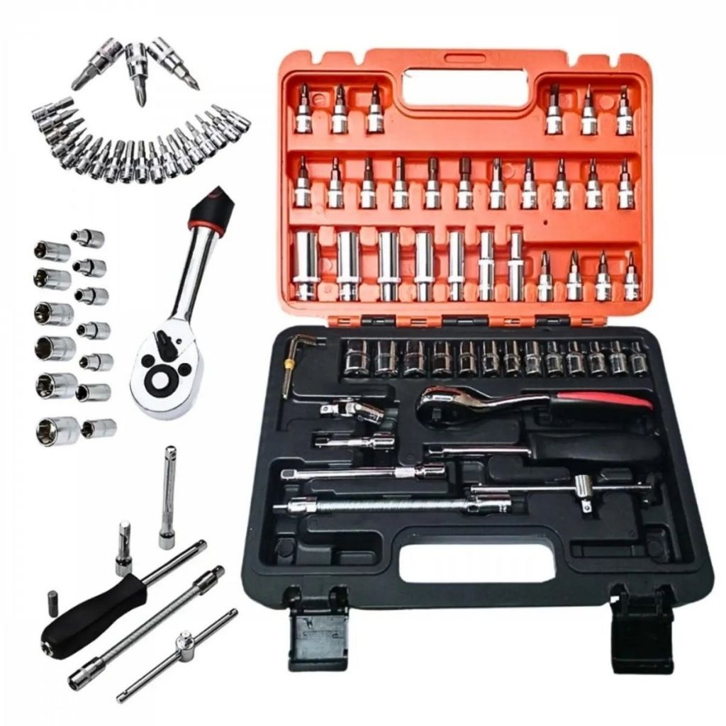 Kit ferramentas 53 peças Jogo Soquete reversível em aço inox / Kit Maleta 46 Peças em Oferta na Shopee