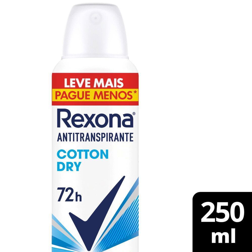 Desodorante Antitranspirante Aerosol Rexona Cotton Dry 250 ml em Oferta na Shopee