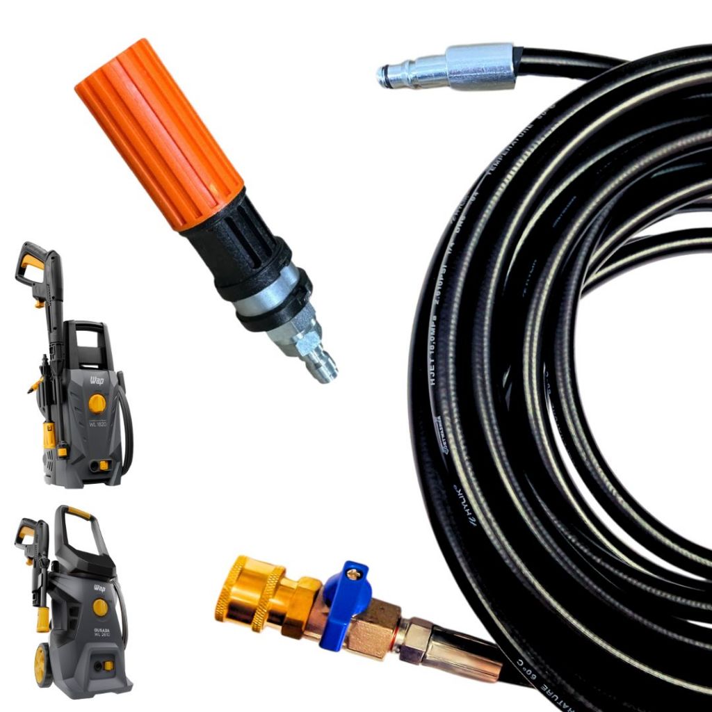 Mangueira Trama de Nylon Com Registro + Bico Variador Para Lavadoras de Alta Pressão Wap WL1820, 2660 em Oferta na Shopee