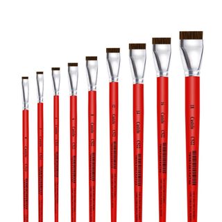 Pincel Castelo Artístico Cerda Sintético Chato Cabo Curto Vermelho 522 Unidade
