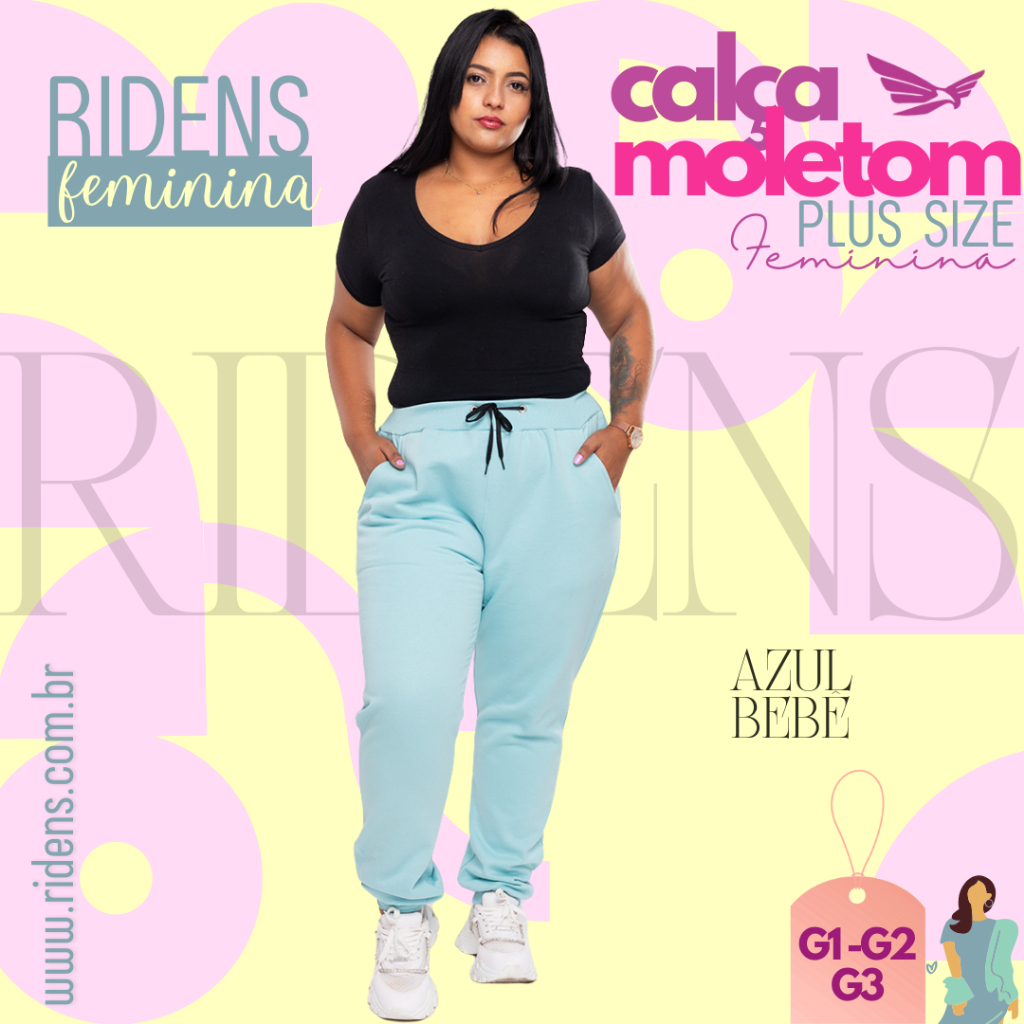 CALÇA MOLETOM FEMENINA PLUS SIZE FLANELADA CASUAL PREÇO BAIXO