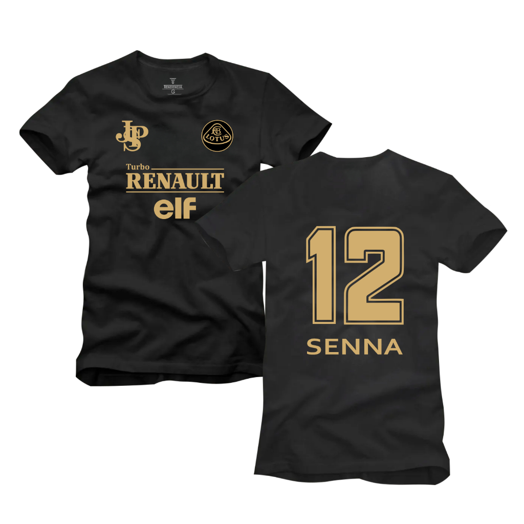 Camiseta Algodão Equipe Lotus Retrô Senna 12 F1 Corrida Automotivo em Oferta na Shopee